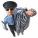 1997 Ford Crown Victoria - A police officer apprehends a prisoner wearing a striped uniform, captured from a high-angle perspective.