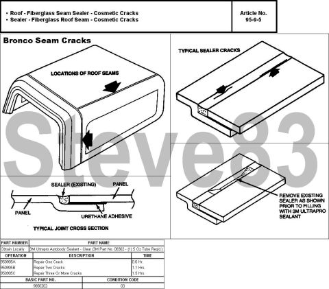 1983 Ford Bronco - TSB 95-09-05 Bronco Fiberglass Roof Seam Cracks LIGHT TRUCK: 1991-1995 Bronco ISSUE: Cosmetic cracks may appear in the seam sealer used on…