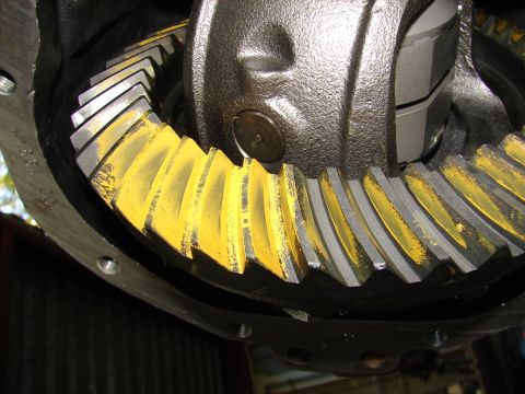 1996 Ford Bronco - Close-up of differential gears, showing yellow paint marks on the teeth.