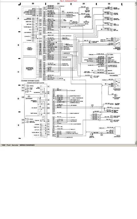 1988 Ford Bronco - Full wiring diagram for 89 aerostar instrument cluster. This is a BIG picture.