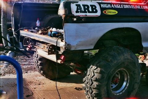 1978 Ford Bronco - This modified pickup truck features large off-road tires and aftermarket driveline components.