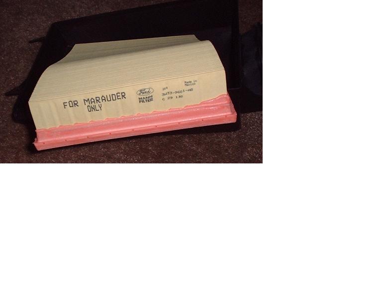 Air filter labeled 'FOR MARAUDER ONLY' with Ford logo