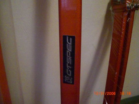 1993 Ford Probe - Close-up of orange metal bars, one a GTSPEC logo sticker.