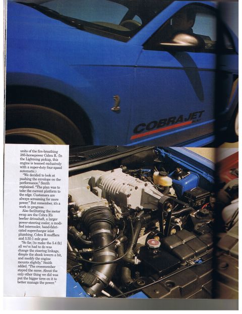 2003 Mercury Marauder - Close-up of the supercharged engine in a blue Ford Mustang Cobra Jet.