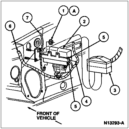 1997 Ford Taurus - This diagram illustrates various components of an engine with numbered callouts for identification.