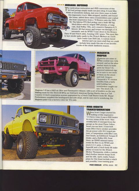 1991 Ford Bronco - This lifted 1971 Chevrolet C10 pickup truck features a custom grille and large off-road tires.