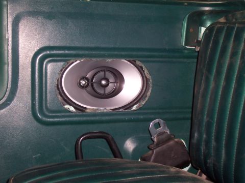 1994 Ford F-150 - Interior view showing a door speaker and seatbelt in a vehicle.