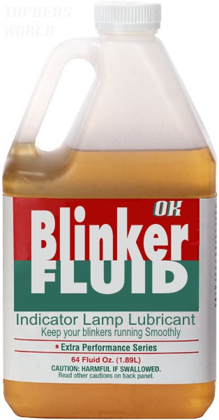 1989 Ford Bronco - A bottle of blinker fluid, also known as indicator lamp lubricant, is shown.