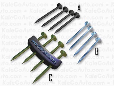 1989 Ford Bronco - This image displays three distinct groups of nails, labeled A, B, and C, with a dark blue holder for the nails in group C.