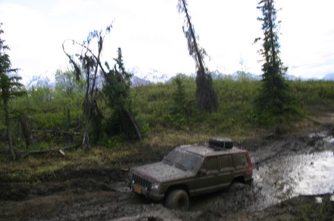 2003 Jeep TJ - Jeep Cherokee stuck in mud during an off-road event.
