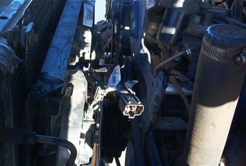 1986 Ford Bronco - Engine bay components, including radiator and fan, are shown in this close-up view.