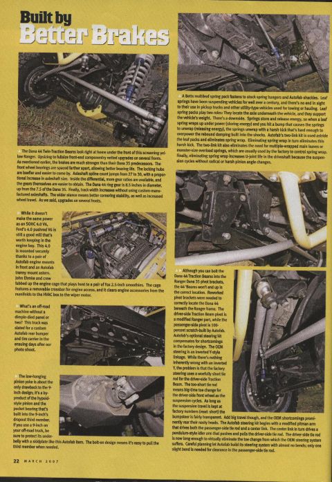 1984 Ford Bronco - Article details suspension and drivetrain upgrades for off-road vehicles, focusing on specific parts.