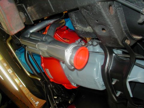 1970 Ford Mustang - Engine in w/ one header added.