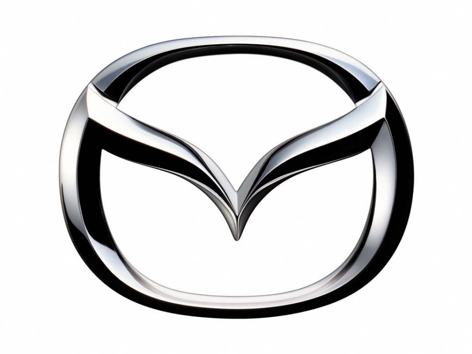 Chrome Mazda logo against white background. Text 'SUPERMOTORS' visible at bottom right