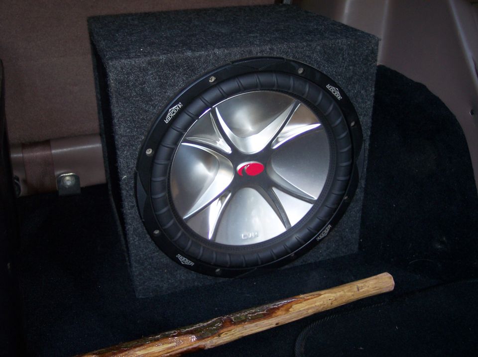 A Kicker CVR12 subwoofer in a sealed box...it thumps pretty good