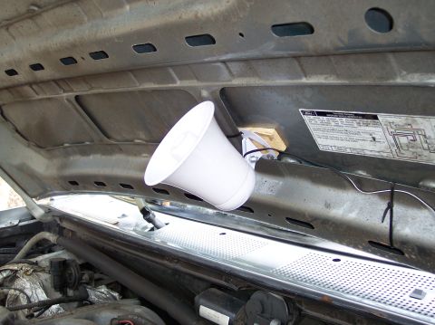 1996 Ford Bronco - The PA speaker for the CB...a little ghetto, but it stays put and I didn't have to drill any holes