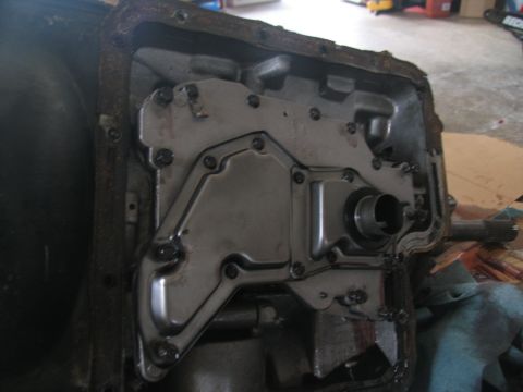 1978 Ford Bronco - Transmission pan and filter assembly removed for service. The registry claims this is from a 1978 Ford Bronco, but this cannot be confirmed…