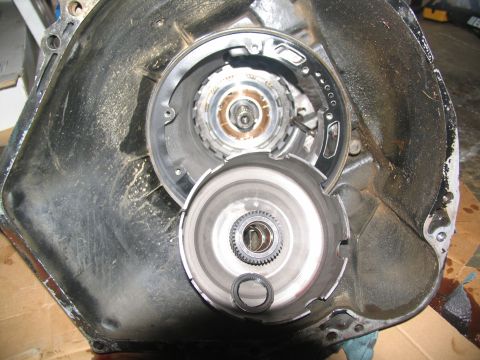 1978 Ford Bronco - Close-up view of the internal components of a disassembled automatic transmission.