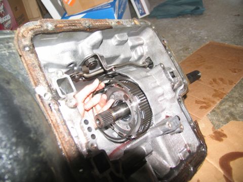 1978 Ford Bronco - Internal view of a disassembled automatic transmission, showing clutch pack and gears.