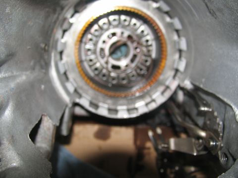 1978 Ford Bronco - Internal view of an automatic transmission torque converter, likely during a repair or rebuild.