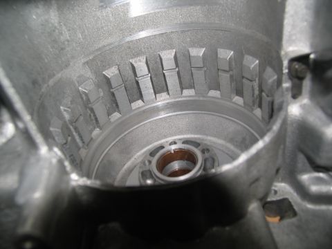 1978 Ford Bronco - A detailed view of internal transmission components, showing a splined ring and a bearing assembly.