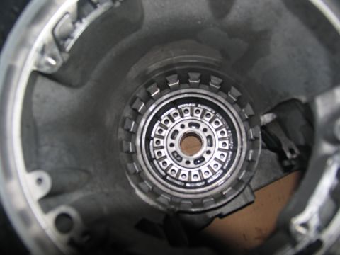 1978 Ford Bronco - Close-up view of a transmission torque converter, likely during a rebuild process.
