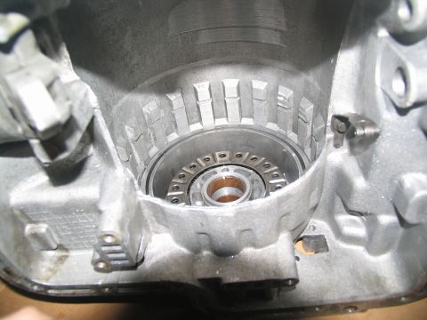 1978 Ford Bronco - Interior view of an automatic transmission torque converter housing, showing internal splines and bearing surfaces.