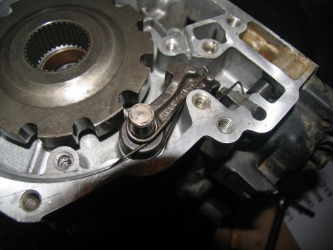 1978 Ford Bronco - Internal view of a transmission's gear and shift mechanism, showing intricate mechanical components.
