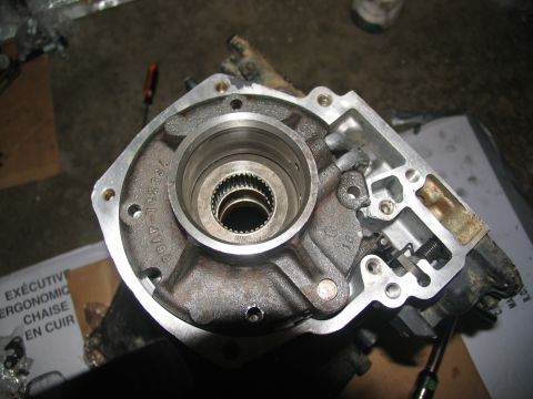 1978 Ford Bronco - This is a close-up view of a transmission pump housing, showing internal components and a splined shaft opening.