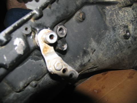 1978 Ford Bronco - Detail of a transmission linkage, likely from a vehicle undergoing repair.