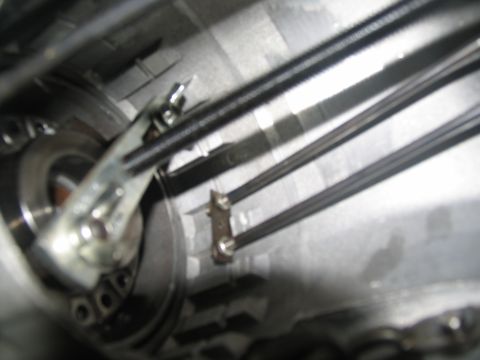 1978 Ford Bronco - Detail of the transmission linkage and cables, showing mechanical components.
