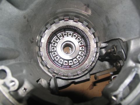 1978 Ford Bronco - Close-up view of the internal components of an automatic transmission, likely the torque converter area.