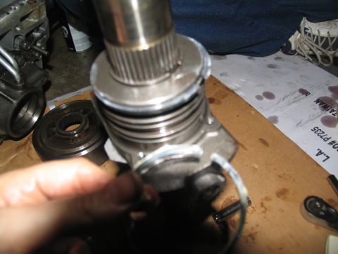 1978 Ford Bronco - A close-up view of a transmission component, possibly during a rebuild or repair process.