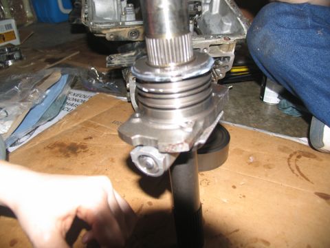 1978 Ford Bronco - A close-up view of a vehicle's transmission component, possibly during a repair or rebuild process.