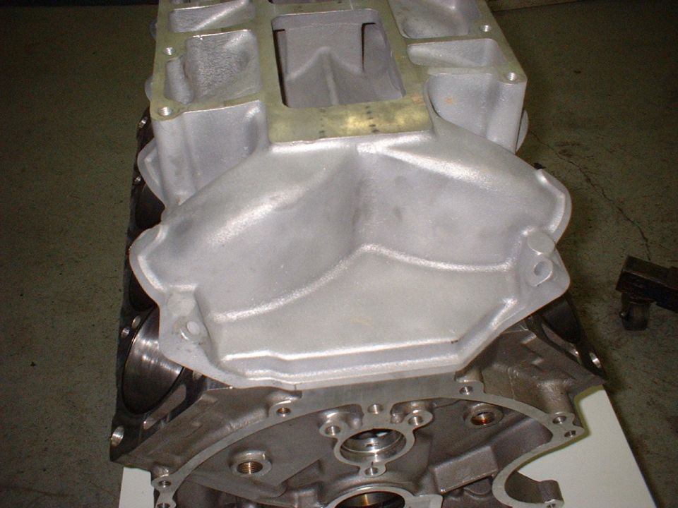 Aluminum engine block and intake manifold assembly, top view