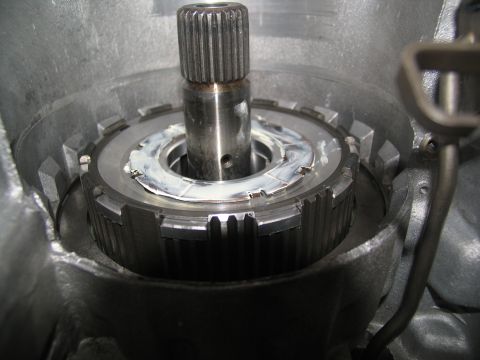 1978 Ford Bronco - Internal view of a transmission clutch pack, likely during a rebuild or re-build process.