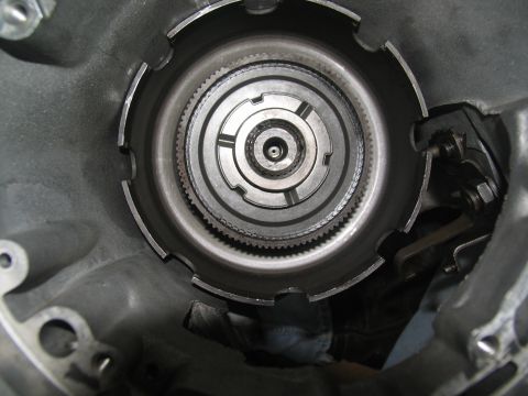 1978 Ford Bronco - Internal components of an automatic transmission, likely a torque converter housing and clutch assembly.