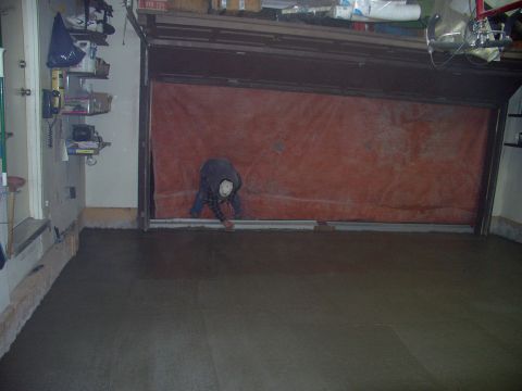1986 Ford Bronco - There's SuperDave hand trowelling the mantel area, which we sloped down to meet the pavement. We had to wait 3 hours, after the pour, until…