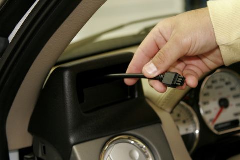 2005 Ford F-150 - Feed the cable around the edge of the dash and through the back of the new Edge housing. Leave a little slack in the line to make it easier…