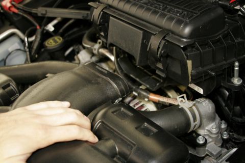 2005 Ford F-150 - The air inlet tube simply pulls out of the air box. On the body end it's held in with a simple rubber grommet. Remove the whole tube and gr…