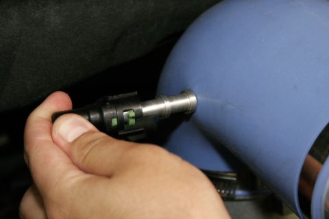 2005 Ford F-150 - Connect this rear sensor tube to its new billet fitting on the elbow.