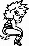 1989 Ford Bronco - This image is a cartoon drawing of a woman in a squatting position.