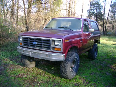 1989 Ford Bronco - This Ford Bronco is parked outdoors on a grassy area with trees in the background.