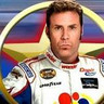 2001 Ford F-250 - Actor Will Ferrell dressed as a race car driver, with a serious expression, in front of a circular graphic.