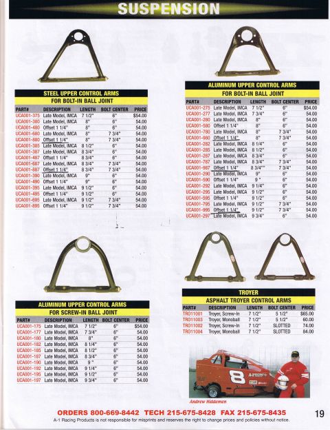 1997 Ford Crown Victoria - This page displays various automotive suspension components with detailed specifications and pricing information.