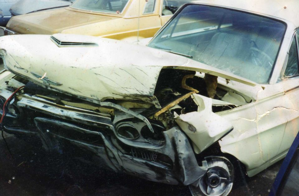 My thunderbird after I screwed up. Had a tread seperation that pitched the car straight into the center divider at 65 MPH. My two friends in the car concussions, one a broken collarbone, me a broken jaw, partially severed tounge and nerves cut in my lower lip.