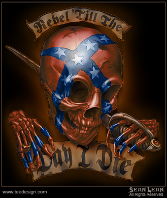 1979 Ford F-150 - Artwork depicts a skull adorned with the Confederate flag, holding a sword and a banner with text.