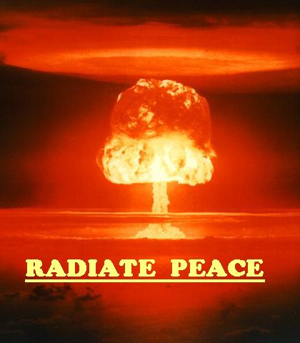 1978 Ford Bronco - A mushroom cloud from a nuclear explosion dominates the frame, with text overlayed promoting peace and a website.