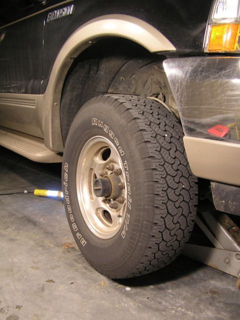 2000 Ford Excursion - With the vehicle secured on jack stands and your floor jack still maxed out under the front axle, now it's time to remove the wheel. Tools…