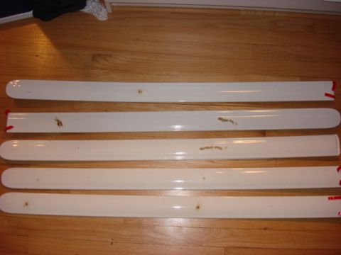 2003 Ford Crown Victoria - Brand new door moldings, color WHITE A few spots of discoloration can be seen, but can easily be painted over.